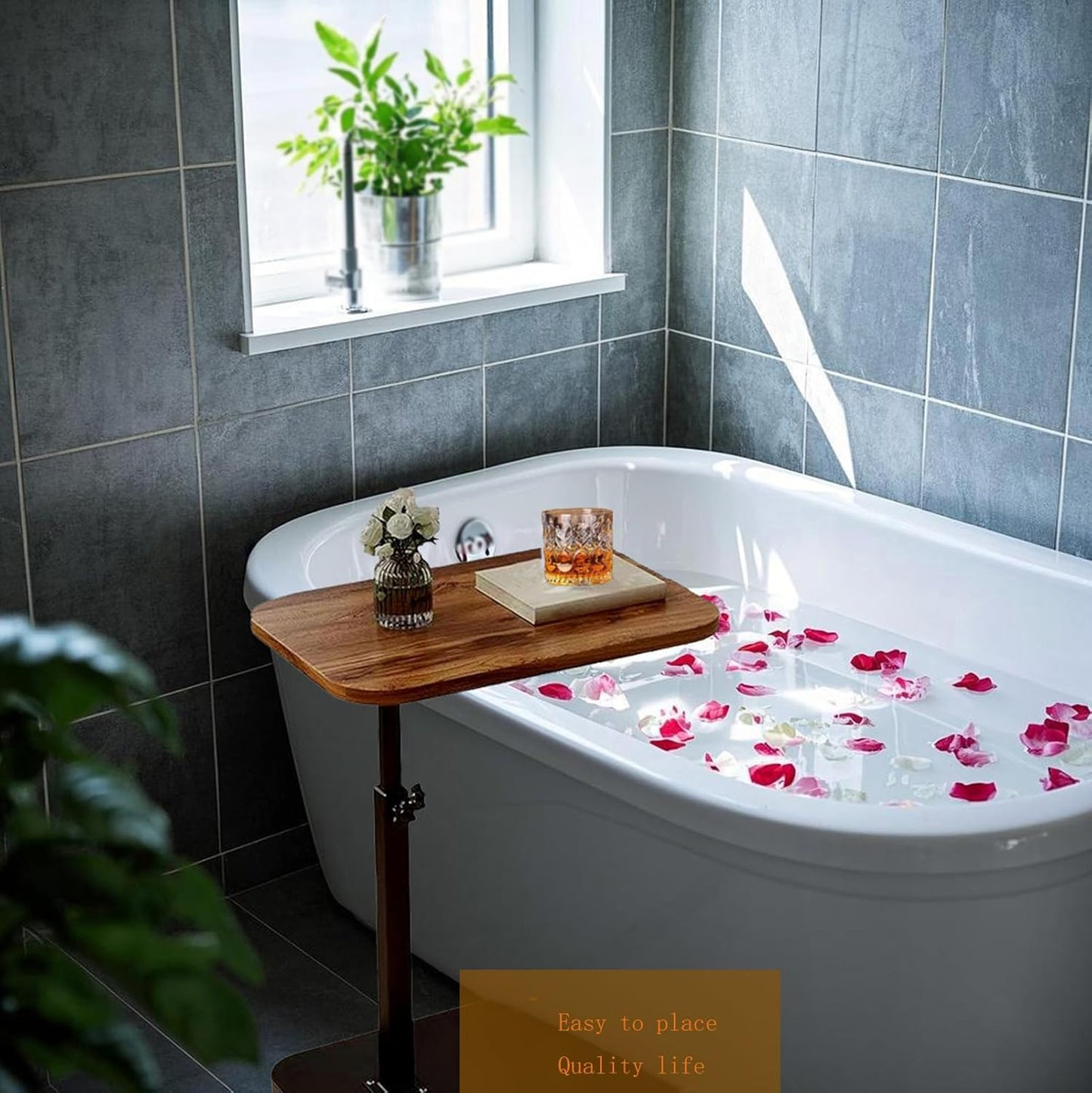 C End Table Adjustable Height,C Shaped Side Tables Living Room and Bedroom for Sofa, Chair,Bed,Coffee Small Spaces Side Table (Walnut Brown)