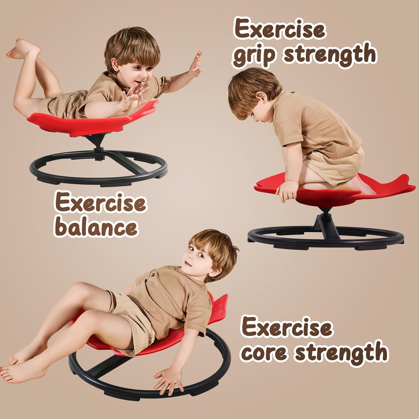 Autism Sensory Spinning Swivel Chair for Autistic Kids, 360° Spin Seat Toy for Children with Autism & ADHD, Sit and Spin Sensory Chair for Balance and Motion Training, Sensory Toys for Kids (Red)