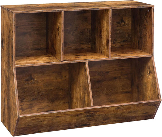 HOOBRO Kids Bookshelf, Bookcase Footboard, Toy Storage Cubby, Children's Toy Shelf, 39.4" L Toy Storage Cabinet, Fit for Children's Room, Playroom, Hallway, Kindergarten, Rustic Brown BF132CW01