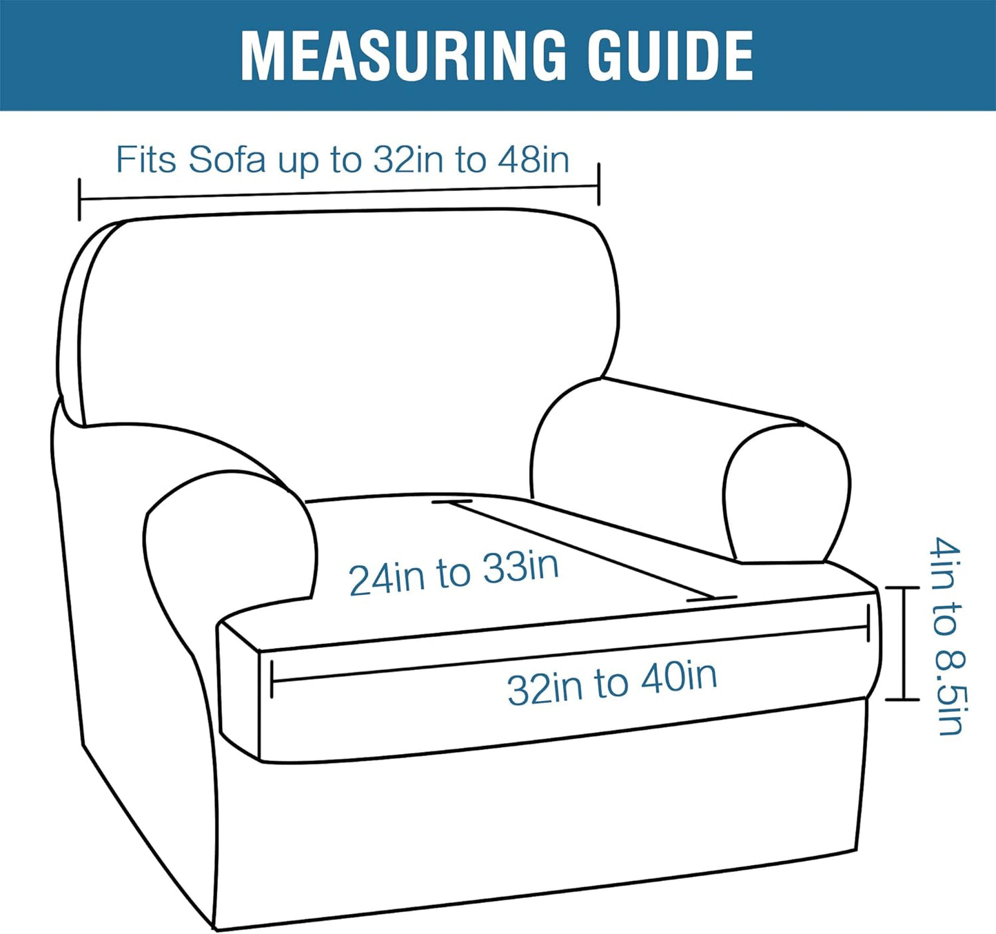 H.VERSAILTEX Sofa Cover 2 Piece Armchair Slipcovers Thick Velvet Couch Cover Furniture Protector Stretch Sofa Covers for 1 Cushion Couch with 1 Individual T Cushion Covers Washable, Taupe