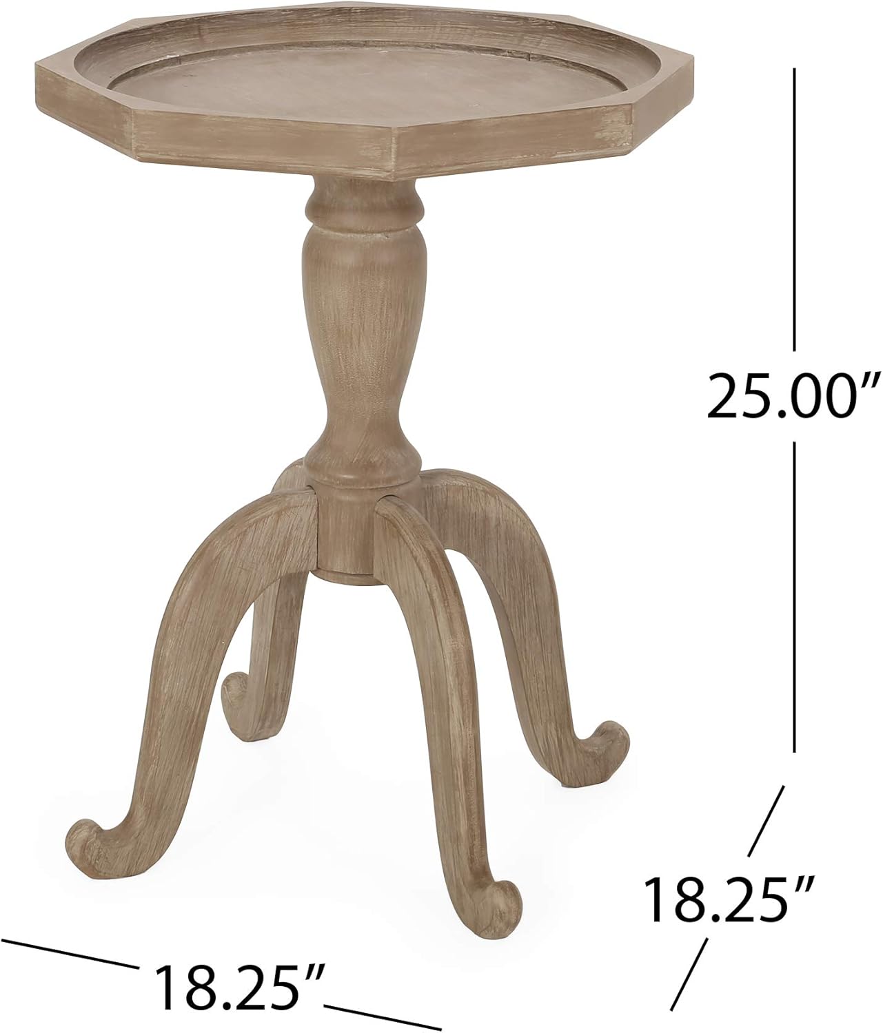 Christopher Knight Home Elizabeth French Country Accent Table with Octagonal Top, Natural 18.25 in x 18.25 in x 25 in