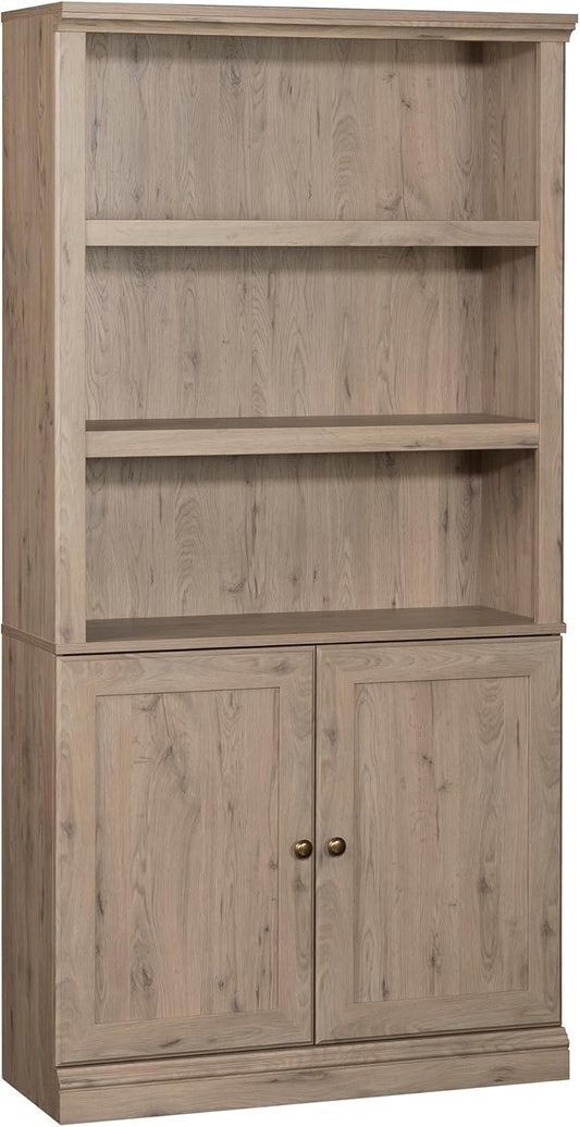 Sauder Miscellaneous Storage 5-Shelf Bookcase with Doors, L: 35.28" x W: 13.23" x H: 69.76", Laurel Oak Finish