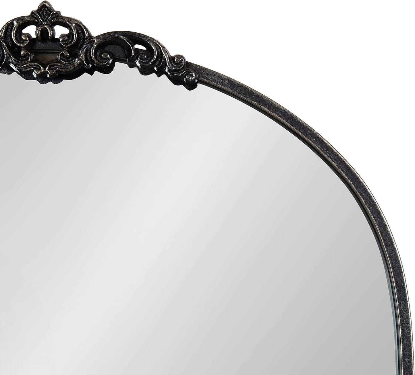Kate and Laurel Myrcelle Traditional Arched Mirror; 25 x 33; Black; Decorative Vintage Arch Mirror with Ornate Garland Detailing Along The Crown and Edges of The Frame