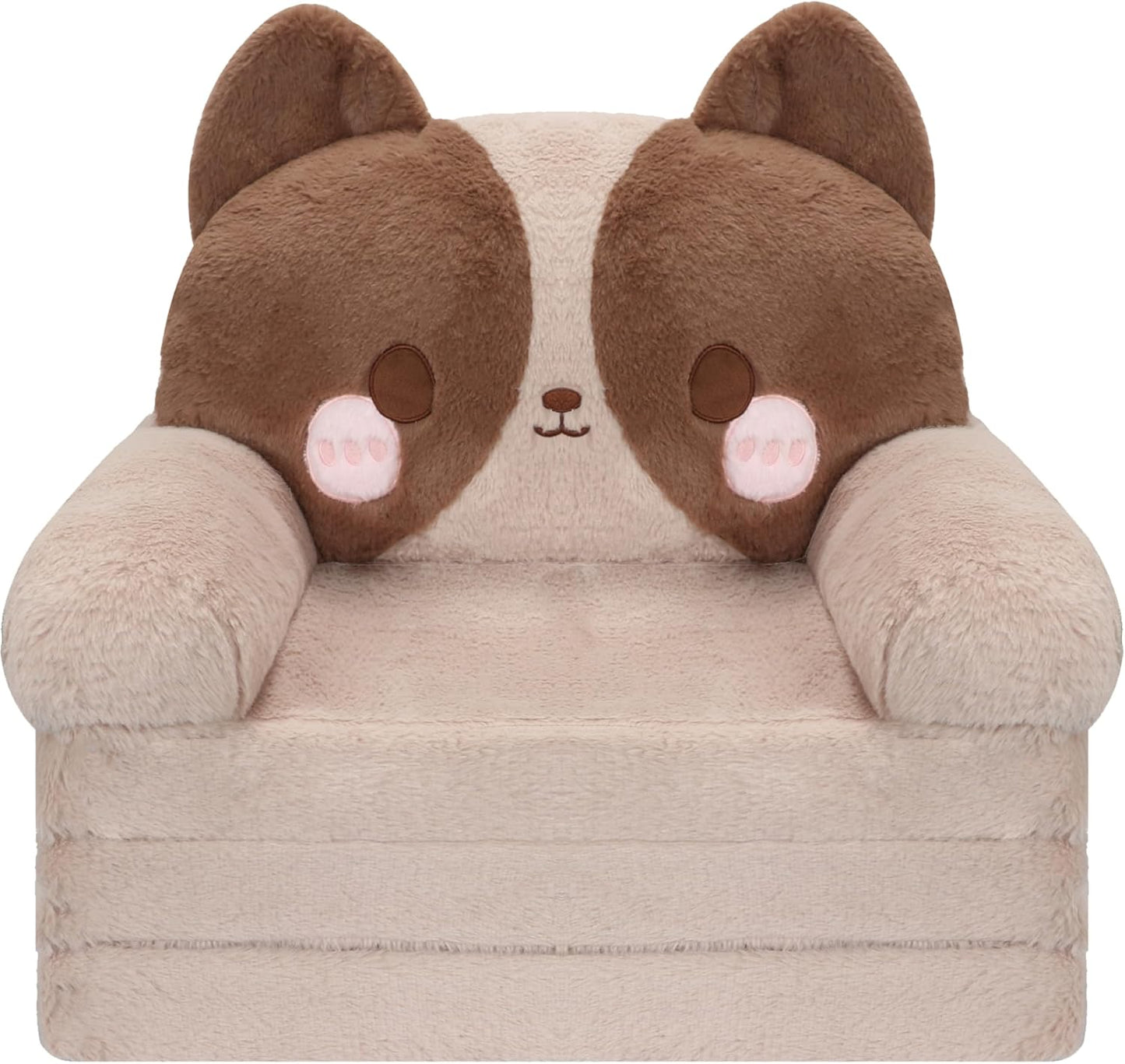 MONKISS Kids Couch, Comfy Toddler Chair, 2 in 1 Fold Out Kids Sofa to Lounger, Baby Sleeper Chair, Toddler Furniture, Birthday Gifts for Boys and Girls, 1~4 Years Old, Cute Dog