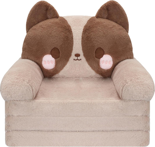 MONKISS Kids Couch, Comfy Toddler Chair, 2 in 1 Fold Out Kids Sofa to Lounger, Baby Sleeper Chair, Toddler Furniture, Birthday Gifts for Boys and Girls, 1~4 Years Old, Cute Dog