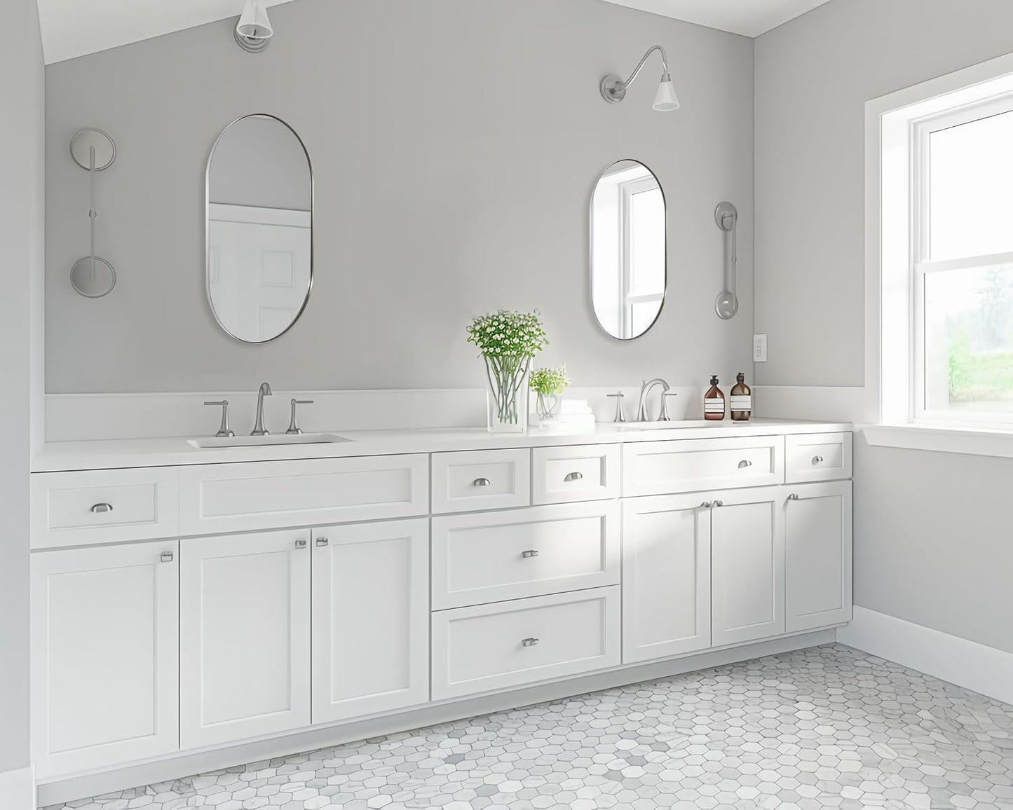 ANDY STAR Chrome Oval Mirror for Bathroom, 20x33 Inch Pill-Shaped Chrome Mirrors for Wall in Thin Frame Deep 1’’ Ideal for Limited Space