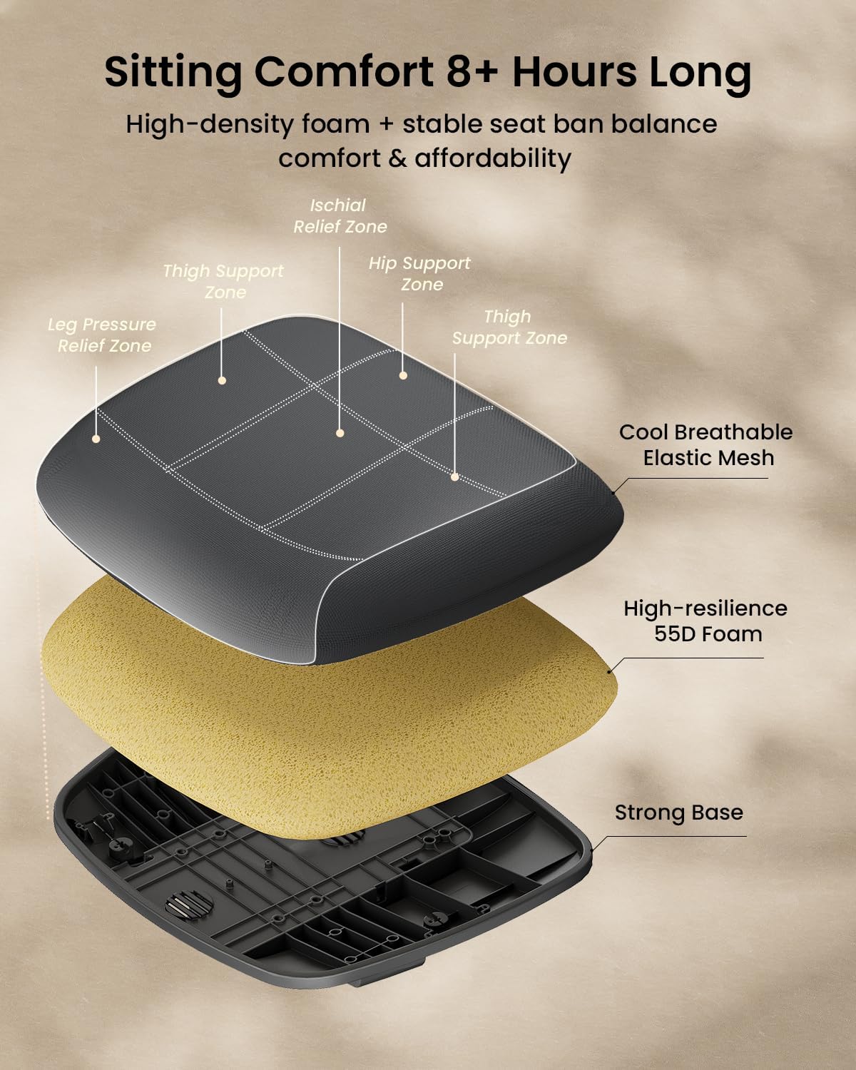 ProtoArc Ergonomic Office Chair – EC200 High-Back Mesh Computer Chair with Lumbar Support, 3D Adjustable Headrest & Sliding Seat for 8+ Hour Comfort, Big & Tall Home Office Desk Chairs - Black