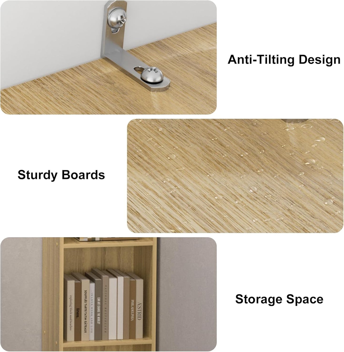 Tall Narrow Bookshelf 6-Tier Bookcase,70.5" Skinny Thin Corner Shelf Slim Storage Cabinet,Wood DVD CD Media Cube Organizer Tower Rack for Small Spaces, Bedroom, Living Room, Office,Natural