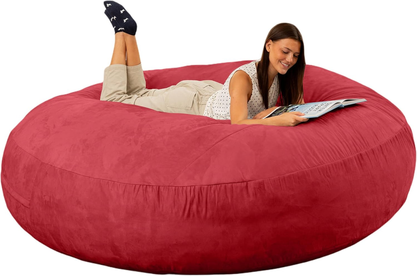 Jaxx 6 Foot Cocoon - 2-in-1 Convertible Bean Bag Bed & Large Bean Bag Chair for Adults, Cinnabar