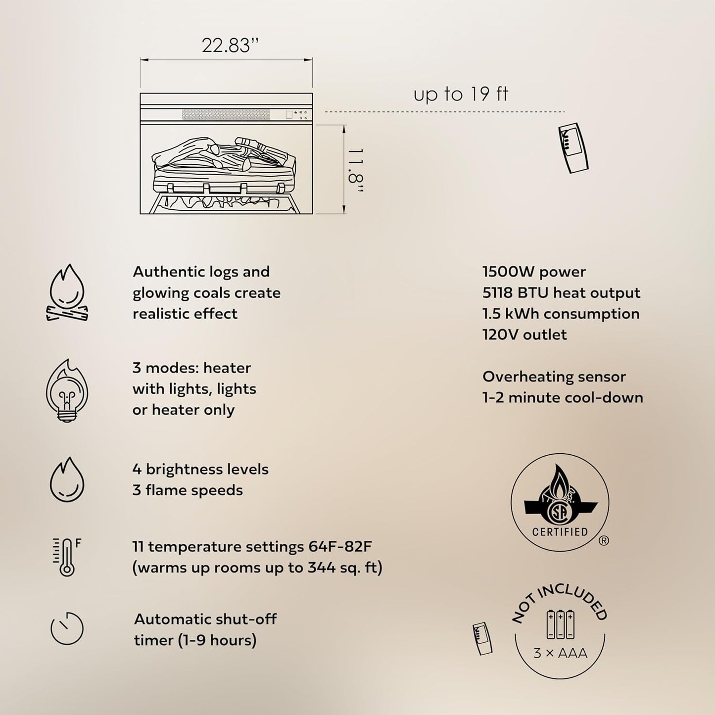 WERMO 71'' Electric Fireplace TV Stand for Living Room with Heater, Storage and Shelves Designed to fit 65’’ - 75’’ TVs. TV Entertainment Center with Fireplace, Wood TV Stand Fireplace Console (Oak)