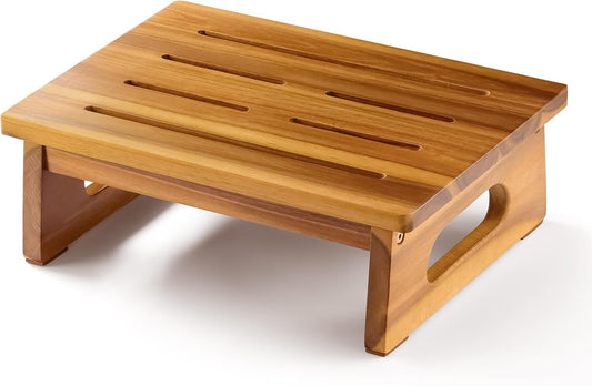 Wooden Step Stool, 5.3" One Step Stool for Adults with Handle, Durable & Portable Design Supports up to 550lbs for Bedroom, Kitchen, Bathroom or High Beds