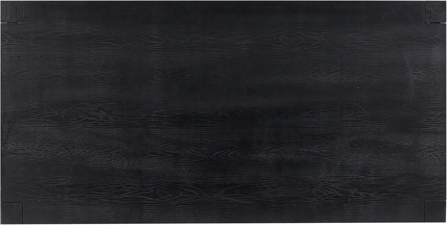 NTC Block 71 Inch Modern Farmhouse Dining Table, Rectangular Dinner Table for Dining Room, Living Room Furniture, Effortless Assembly, Burnt Black