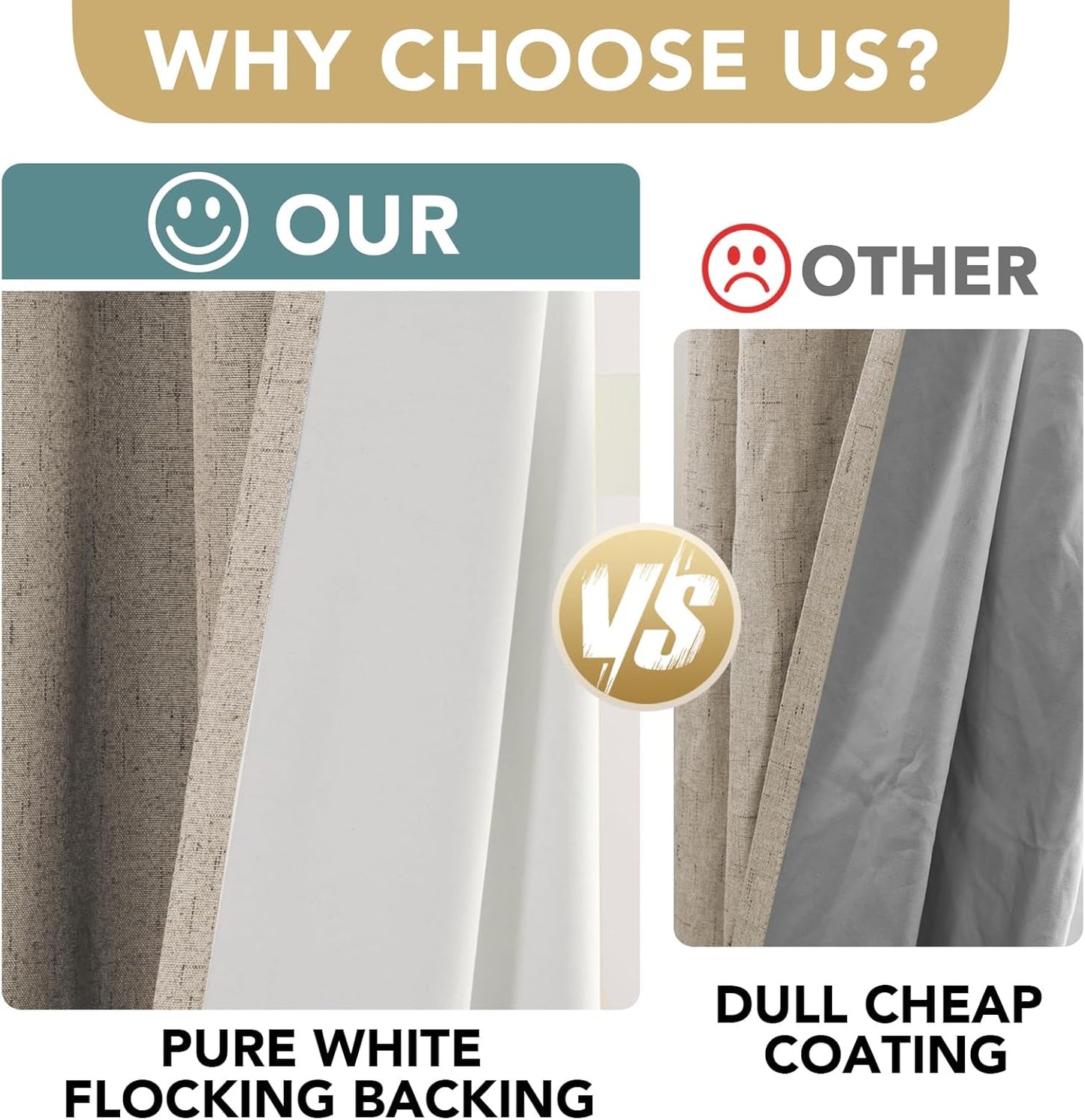 H.VERSAILTEX Linen Blackout Curtains Durable Thick Textured Linen Look 100% Blackout Patio Door Curtain Anti Rust Grommet Extra Wide Sliding Door Curtain Panel, Cobblestone, W100 x L108 inch