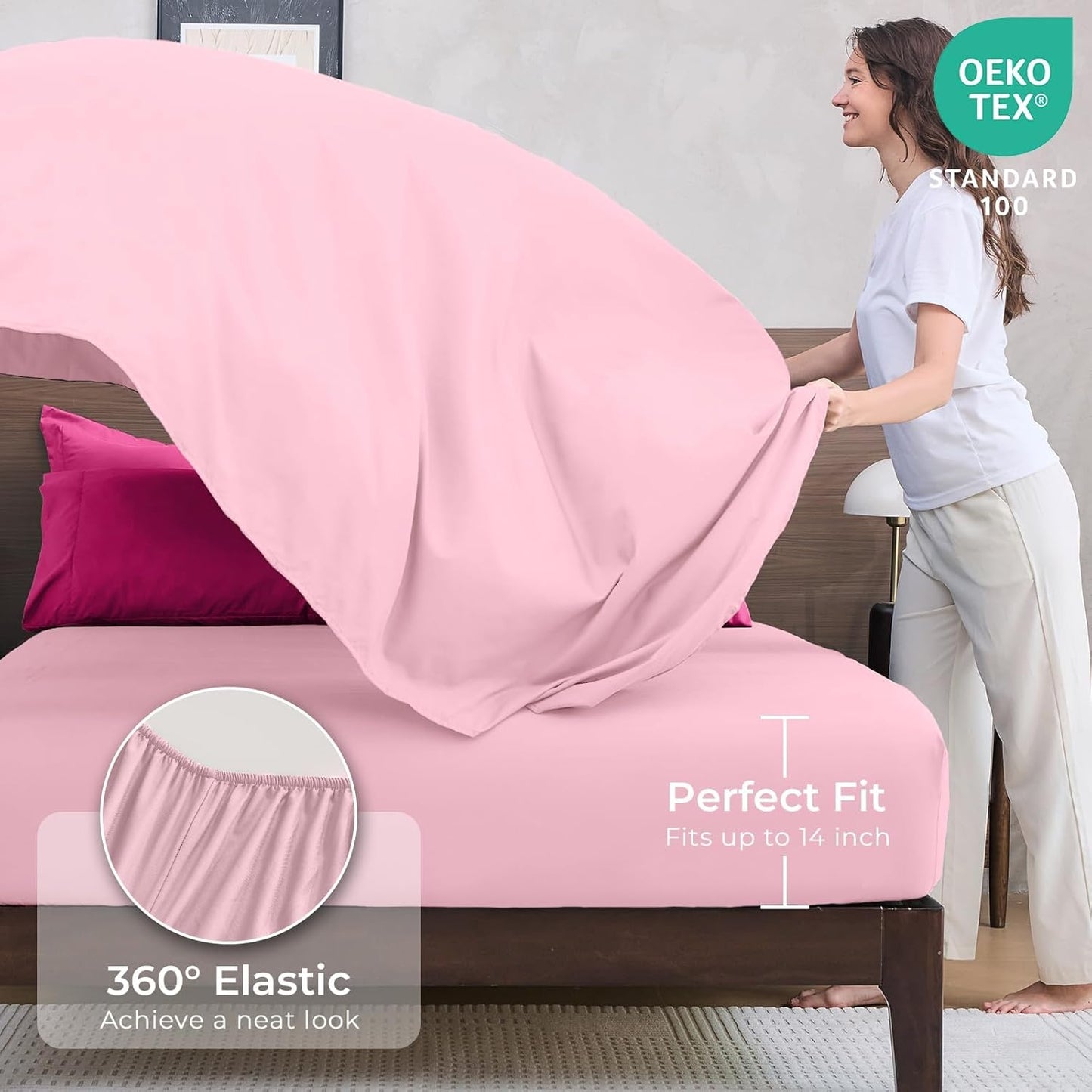 HEVUMYI Hot Pink & Baby Pink Twin-XL Comforter Set - 5-Piece All Season Bed in a Bag Twin-XL, Ultra Soft Bedding Set with Comforter, Flat Sheet, Fitted Sheet, Pillowcases, Pillow Shams