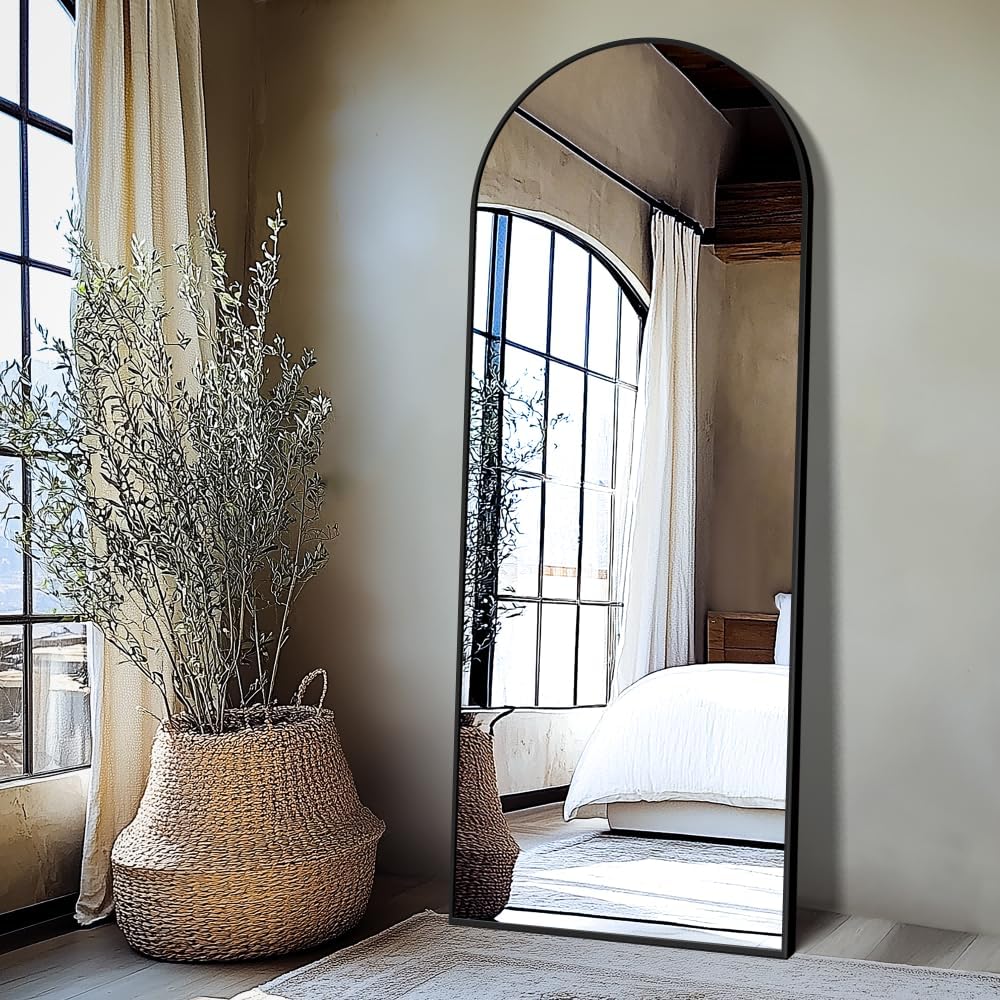 Arched Full Length Mirror, 56"x20" Gold Standing Body Mirror for Wall, with Aluminum Alloy Frame for Bedroom, Living Room, Dressing Room