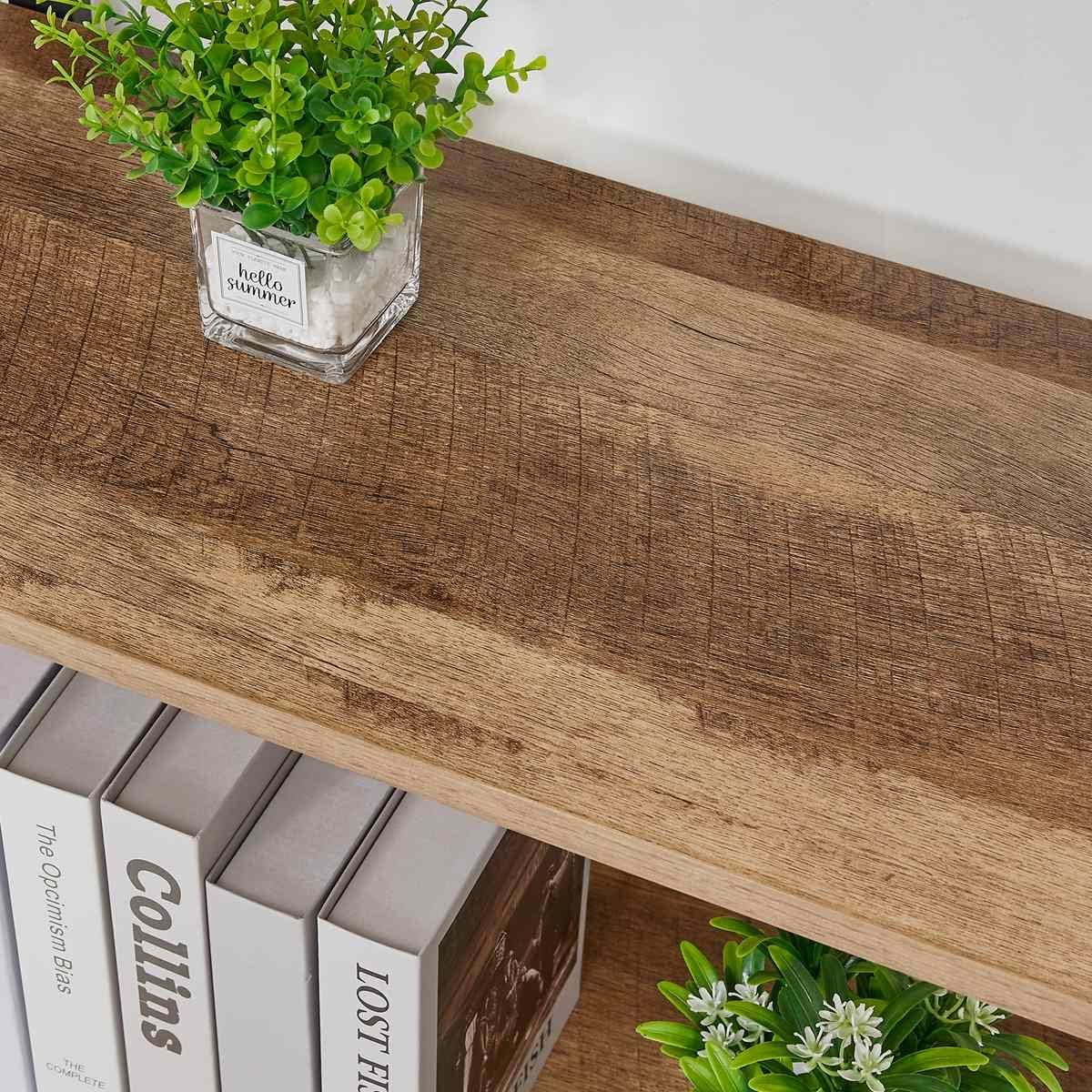 BON AUGURE Industrial 4 Tier Bookshelf, Modern Open Shelving Unit Book Shelves, Heavy Duty Etagere Bookcase, Wood Metal 4 Shelf Book Case for Office, Living Room and Bedroom (Vintage Oak)