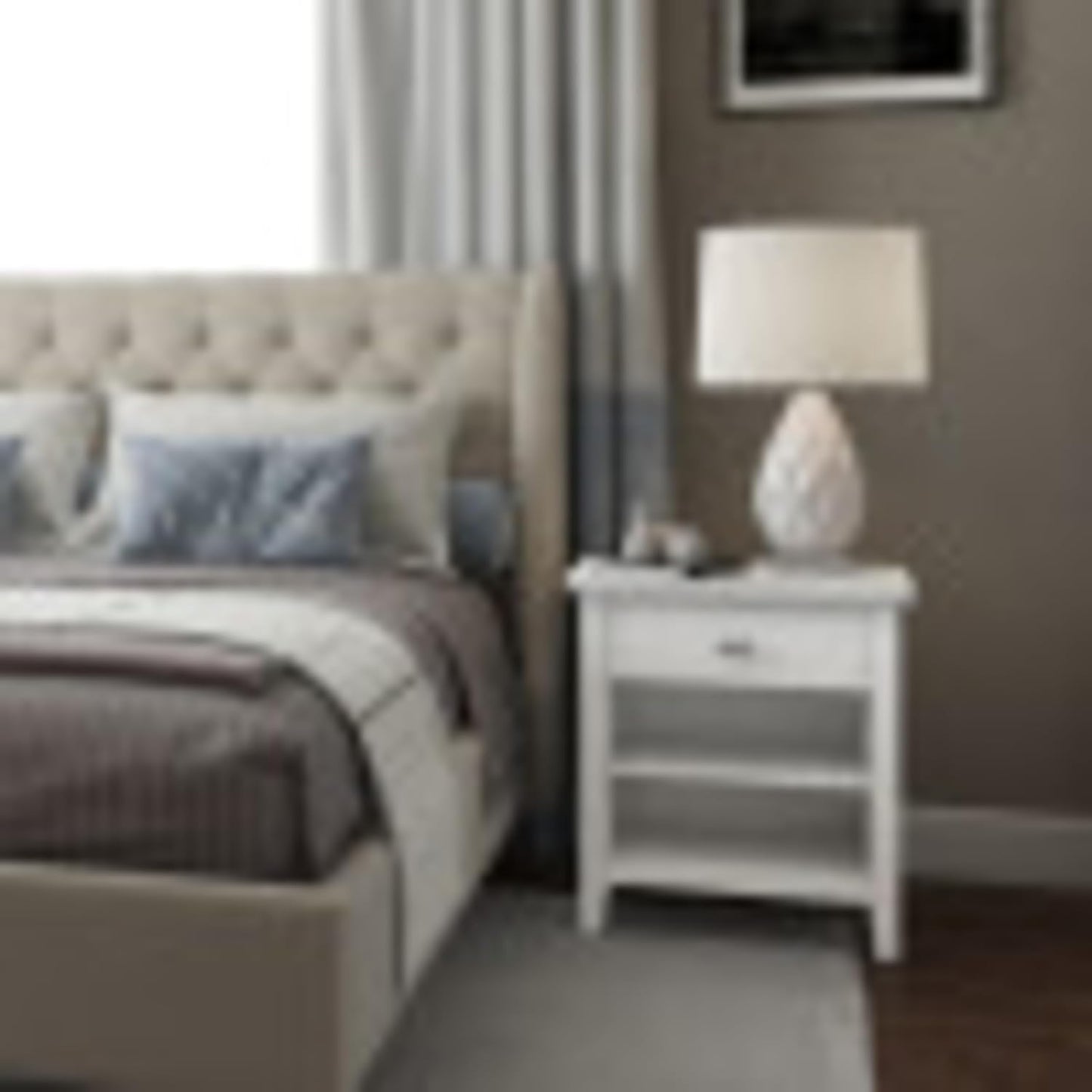 SIMPLIHOME Artisan SOLID WOOD 24 inch Wide Transitional Bedside Nightstand Table in White for the Living Room and Bedroom