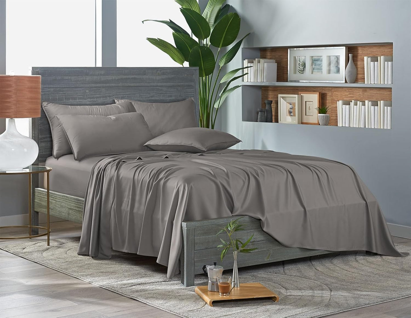 California King Sheets by Pure Bamboo, Genuine 100% Organic Viscose Derived from Bamboo Bed Sheet Set, Soft & Cooling, Double Stitching, Lifetime Quality Promise (California King, Graphite)