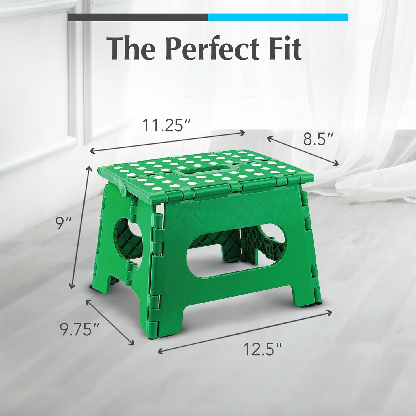 Handy Laundry Folding Lightweight Step Stool - Sturdy Enough to Support Adults and Safe Enough for Kids - Opens Easy with One Flip - Great for Kitchen, Bathroom or Bedroom (Green | 2-Pack)
