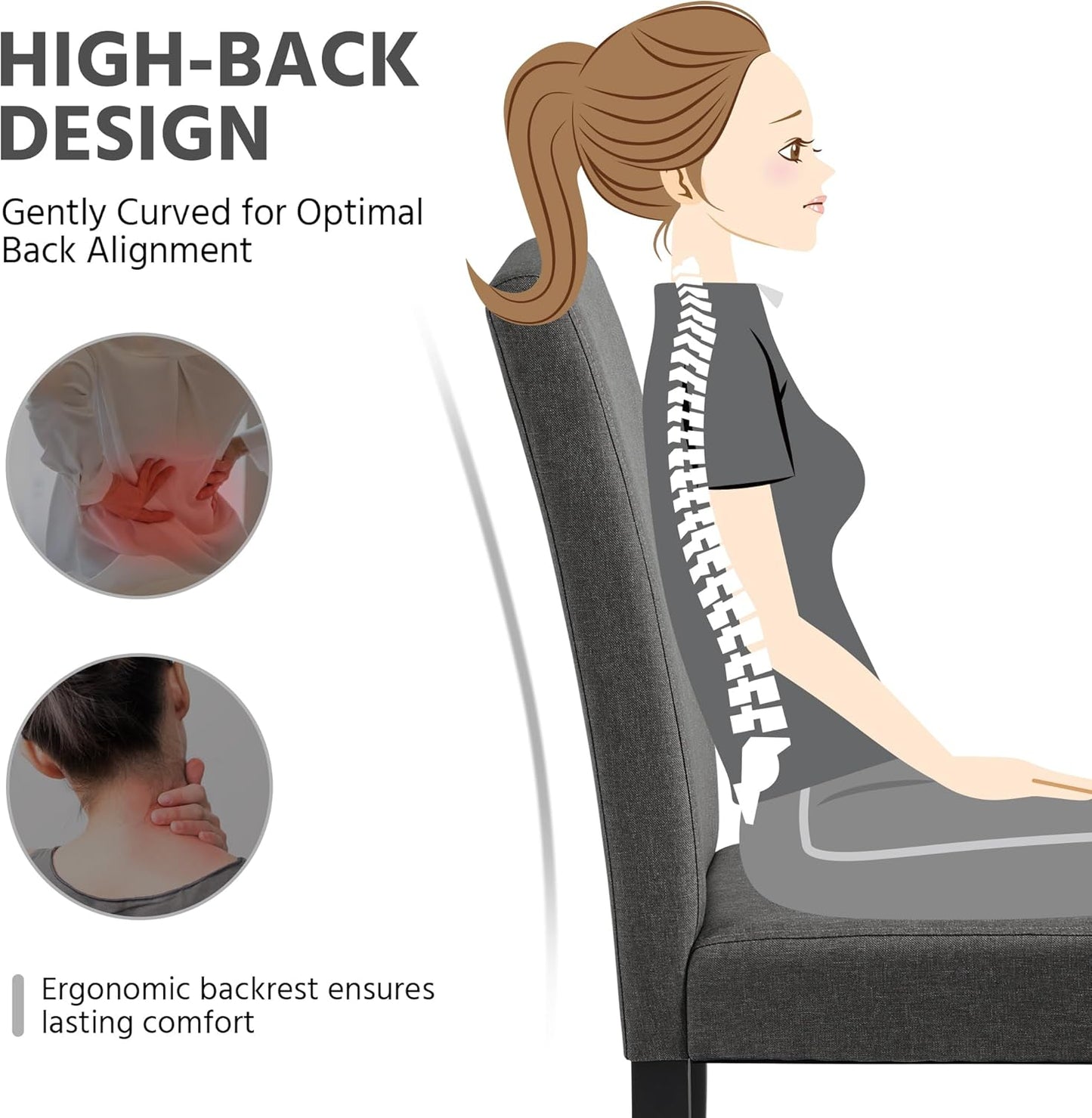 Yaheetech Dining Chairs Set of 4 Fabric Parson Upholstered Kitchen Chairs with Padded Seat and Solid Wood Legs for Dining Room/Restaurant, Armless Design, Dark Grey