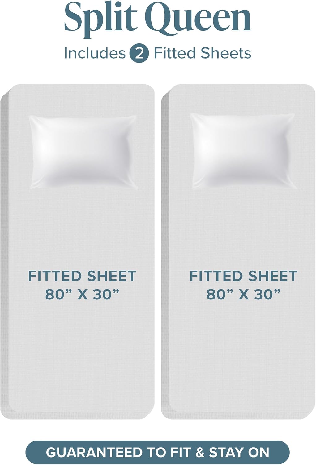 Bare Home Split Queen Sheet Set - 1800 Ultra-Soft Microfiber Split Queen Bed Sheets - Double Brushed - Deep Pockets - Easy Fit - 5 Piece Set - Bedding Sheets & Pillowcases (Split Queen, Grey)