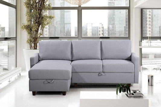 Container Furniture Direct Sectional Sofa with Storage – Modern Upholstered Living Room Couch, Reversible Chaise for Home, Apartment, Office, 81.9” L, Light Grey