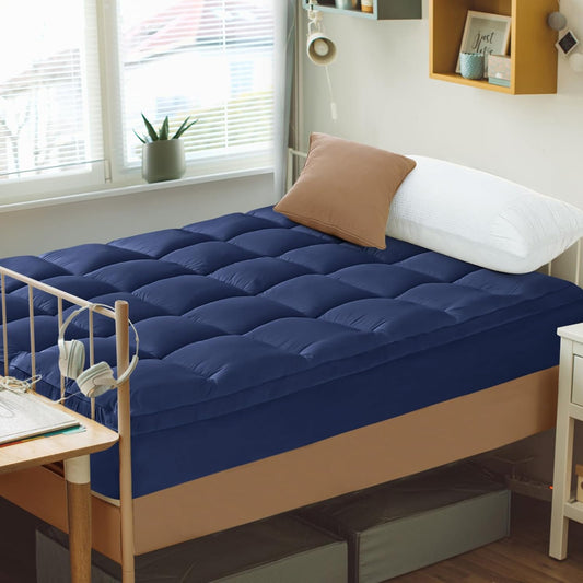 CYMULA Twin XL Mattress Topper - Soft Cooling Mattress Pad for College Dorm Room Essentials - Extra Thick Long Protector Cover for Back Pain, Single Bed Topper Pillow Top with 8''-21'' Deep Pocket