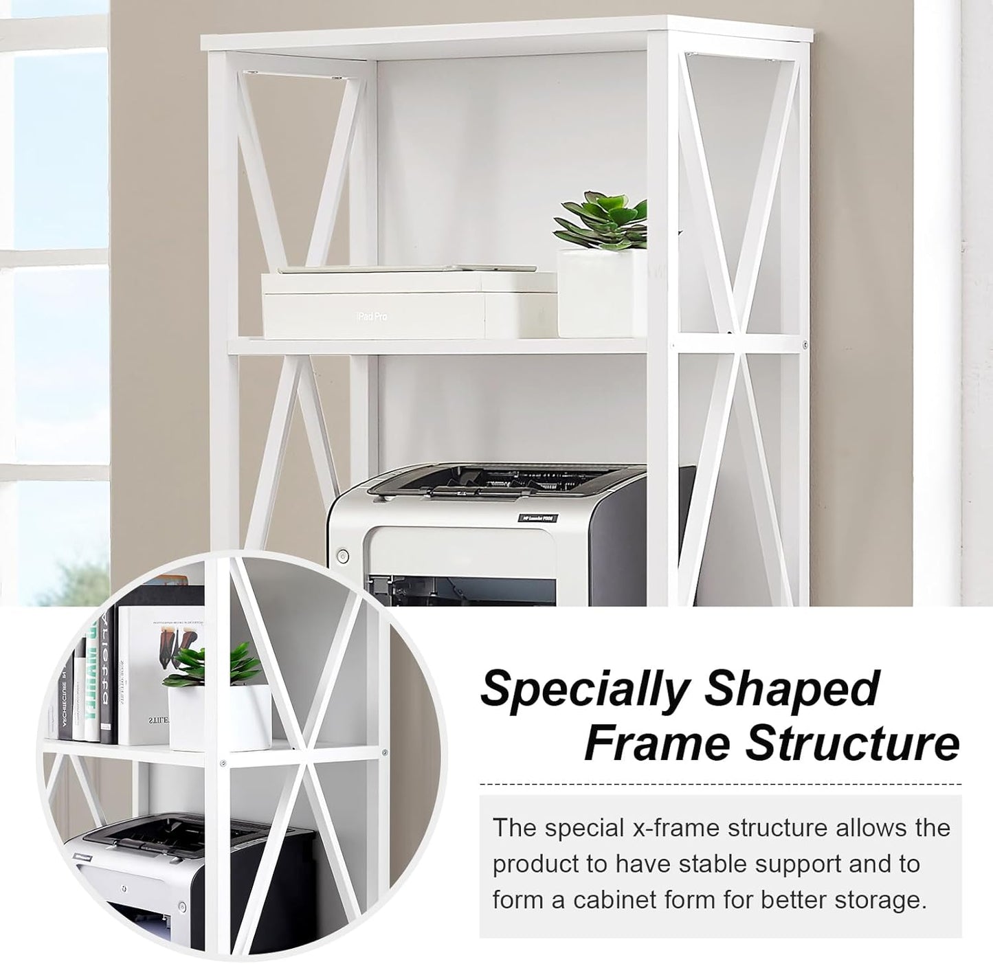 HOMISSUE Tall Bookshelf, 6-Tier Book Shelf, Rustic Wood Metal Bookshelves and Bookcases, Freestanding and Industrial Open Bookcase for Home Office, Living Room and Bedroom, Vintage, White