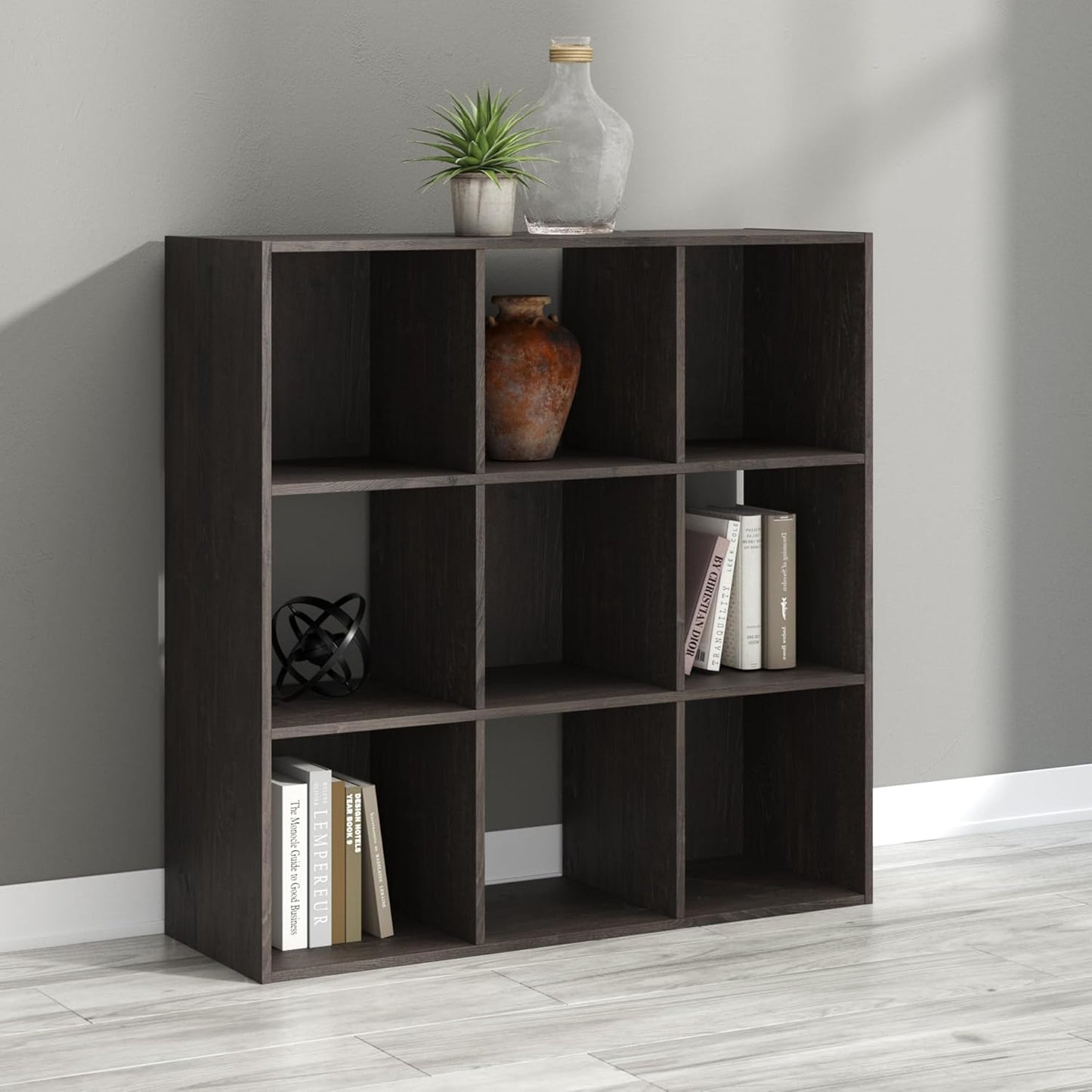 Signature Design by Ashley Piperton 9 Cube Storage Organizer or Bookcase, Charcoal
