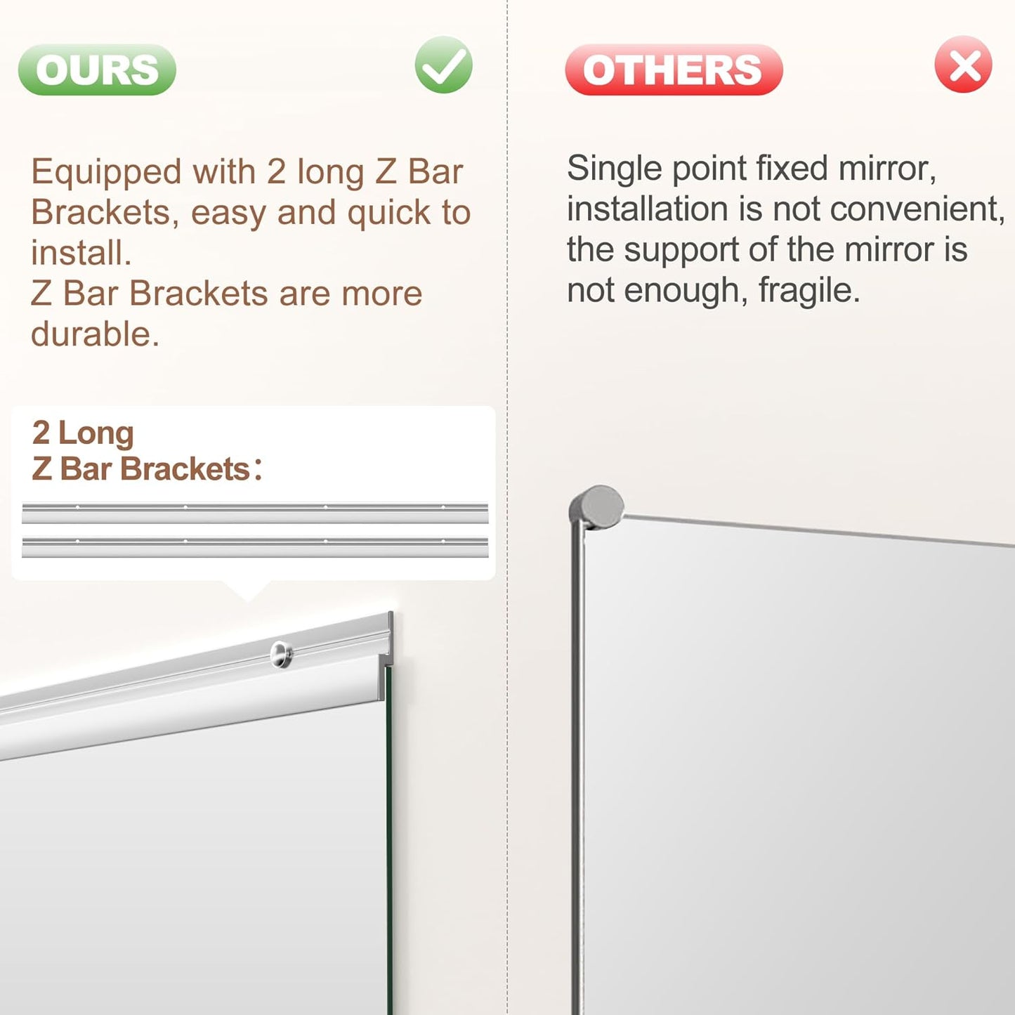 Hasipu Home Gym Mirror 83" L x 39" W - 2PCS Large Full Body Mirror for Yoga, Wall-Mounted Mirrors for Fitness, Garage, Dance Studio, 0.16in Tempered Glass Frameless