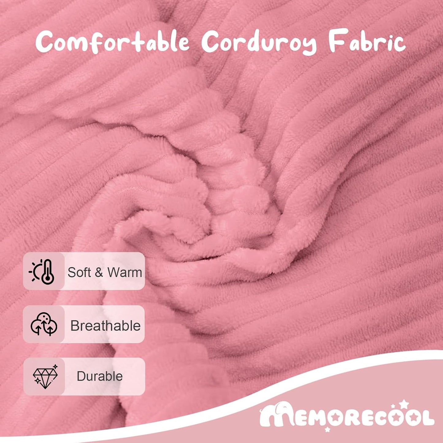 MeMoreCool Modular Kids Couch, Corduroy Play Toddler Couch for Bedroom Playroom Furniture, Convertible Foam Kids Sofa Bed, Fold Out Baby Sofa for Girl Boy, Pink