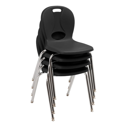 Learniture LNT-116-CSW-BK Learniture Structure Series Stackable School Chairs for Classroom, 16" Seat Height, Black, Pack of 4
