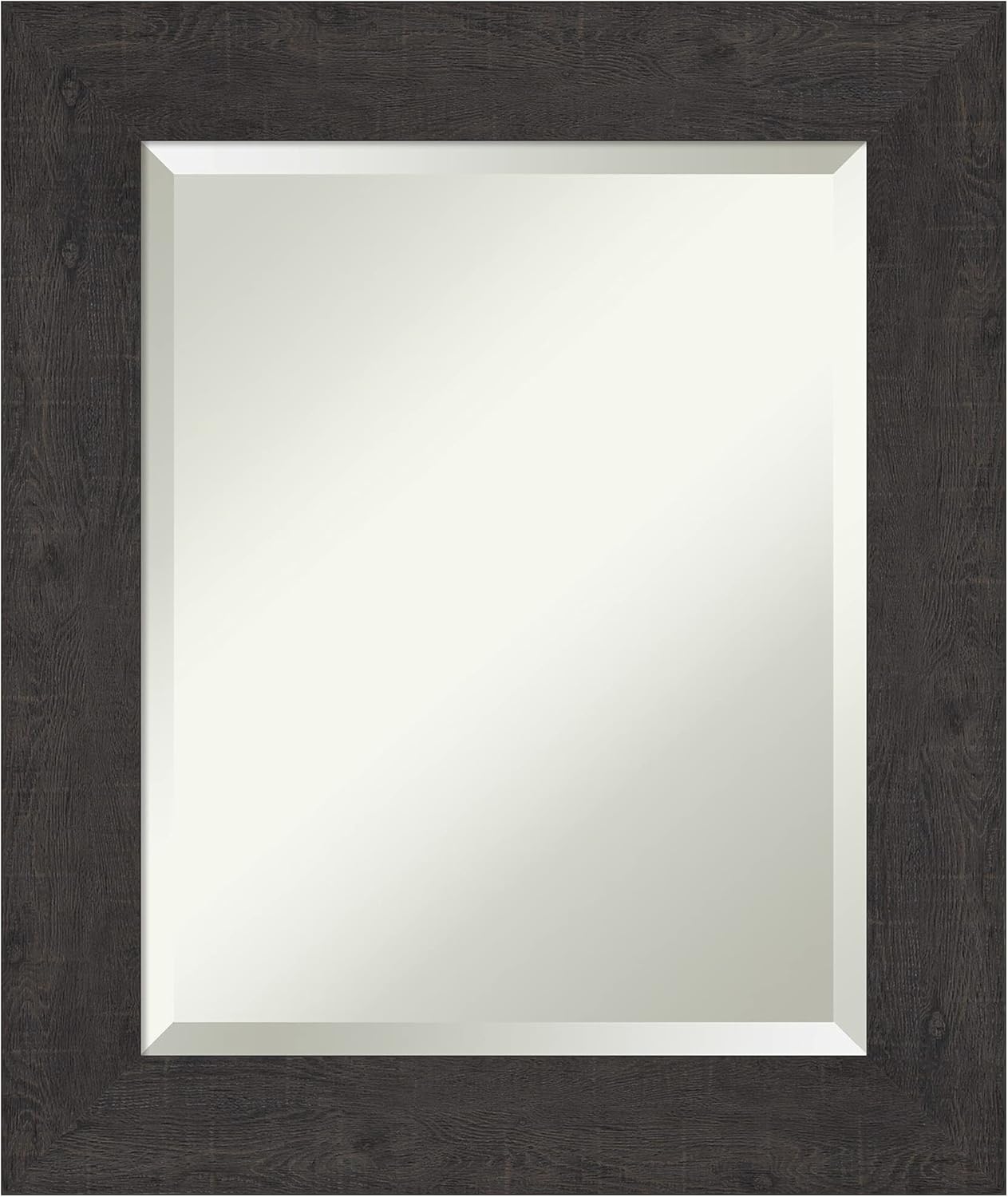 Amanti Art Brown Bathroom Mirror for Over Sink, 26x22 Rustic Plank Espresso Rectangle Vanity Mirror, Small Rustic Farmhouse Frame, Hangs Horizonally and Vertically, Bathroom Wall Decor, Beveled Edge