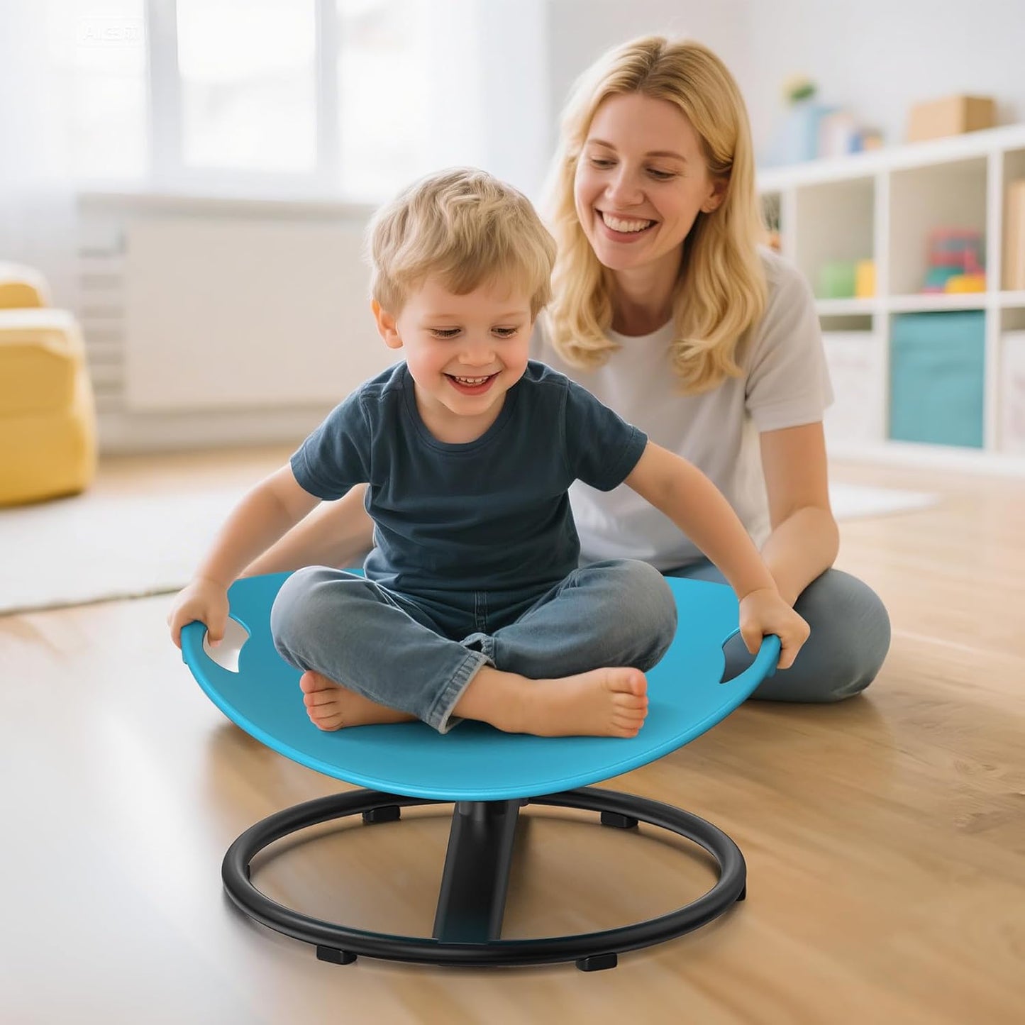 Spinning Chair for Autistic Kids - Safety Handle Sensory Chair for Autistic Children with Non-Slip Design, 3-12 Years Kids Swivel Chairs (Blue)