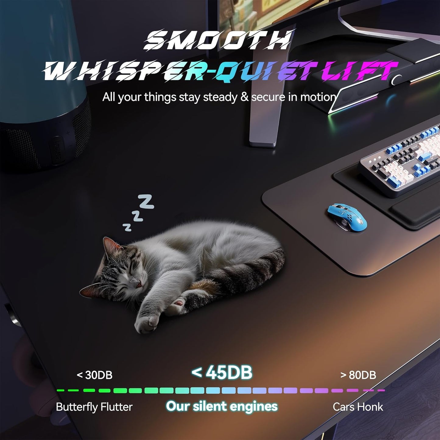 Electric Standing Desk Adjustable Height 40"x24" Stand Up Desk with Lockable Wheels Ergonomic Sit Stand Desk for for Work Office Home Computer Workstation (Black)