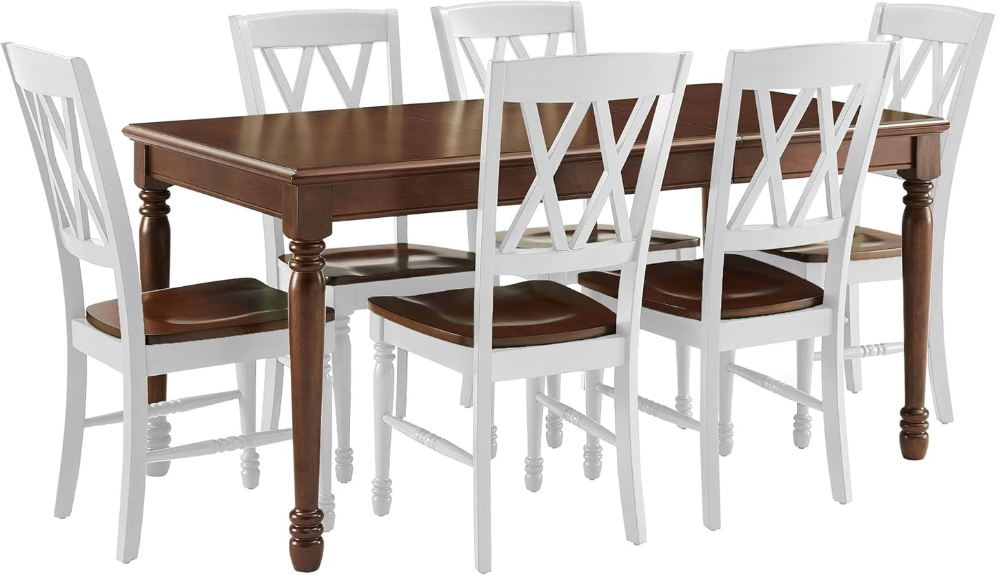 Crosley Furniture Shelby 7-Piece Dining Table Set (Table and 6 Chairs), Distressed White/Dark Cherry