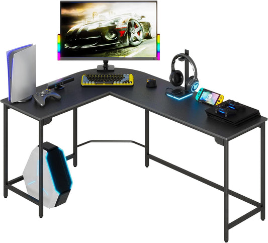Teraves Modern L Shaped Gaming Desk 58'' Corner Computer Desk for Home Office Gaming Table Study Writing Workstation for Small Space, Easy to Assemble