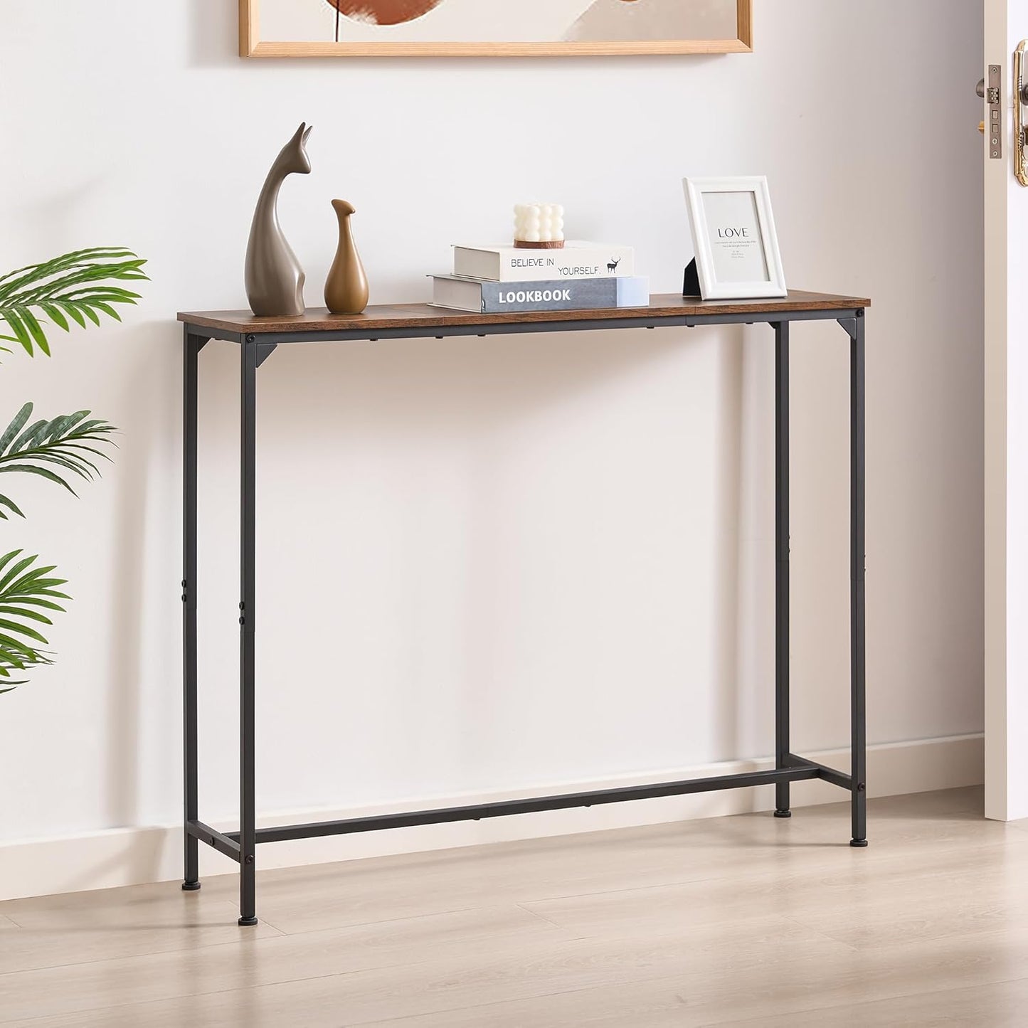 Console Table, Narrow Entryway Table, Thin Sofa Table, Behind Couch Table,for Hallway, Bedroom, Living Room, Foyer, 9.4 x 39.4 x 31.5 Inches, Rustic Brown
