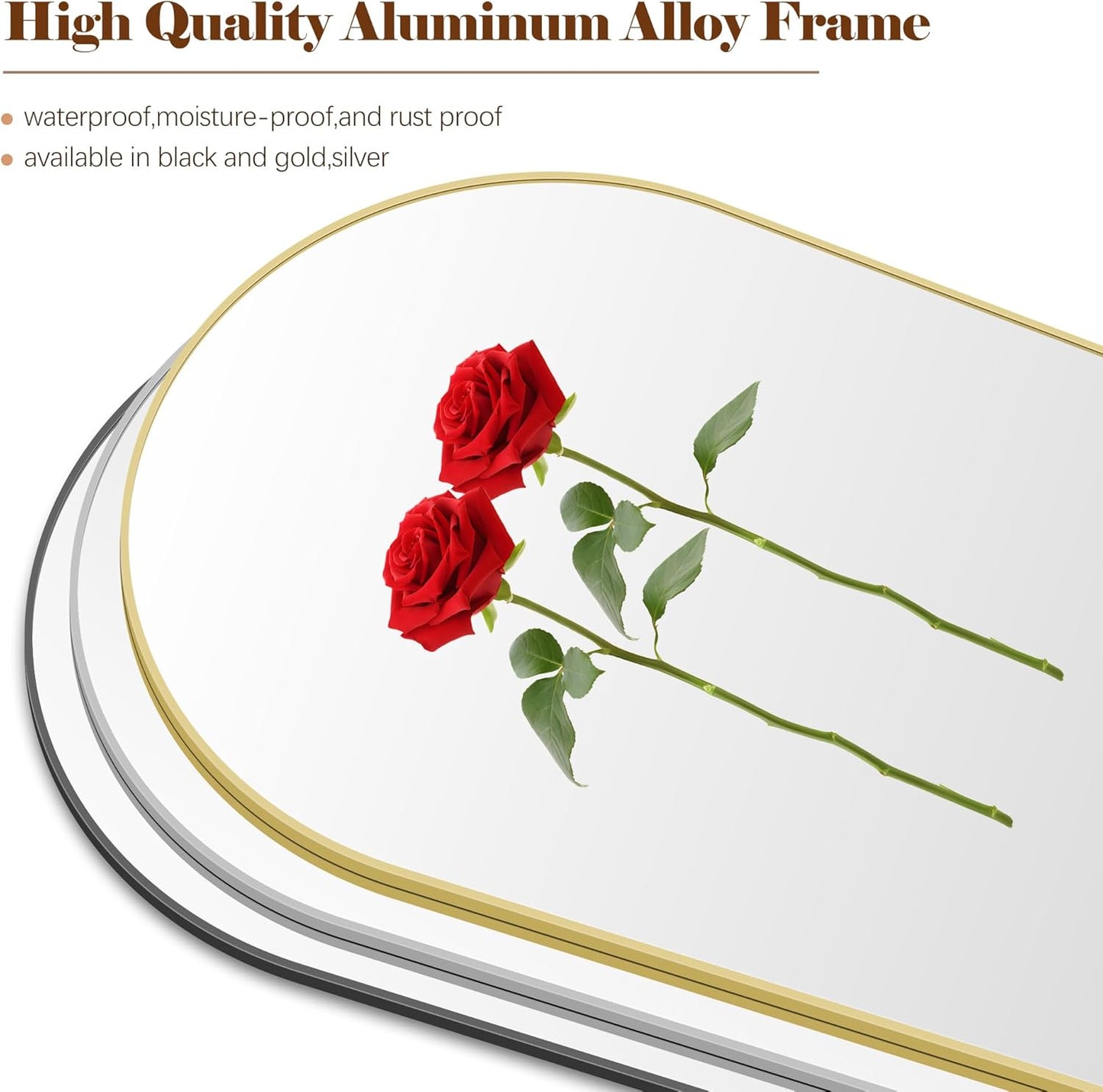 Arched Bathroom Mirror, 24"x36" Gold Arched Mirror for Bathroom, Wall Mounted Mirror, Gold Vanity Wall Mirror w/Metal Frame for Bedroom, Entryway, Living Room, Vertically Hanging