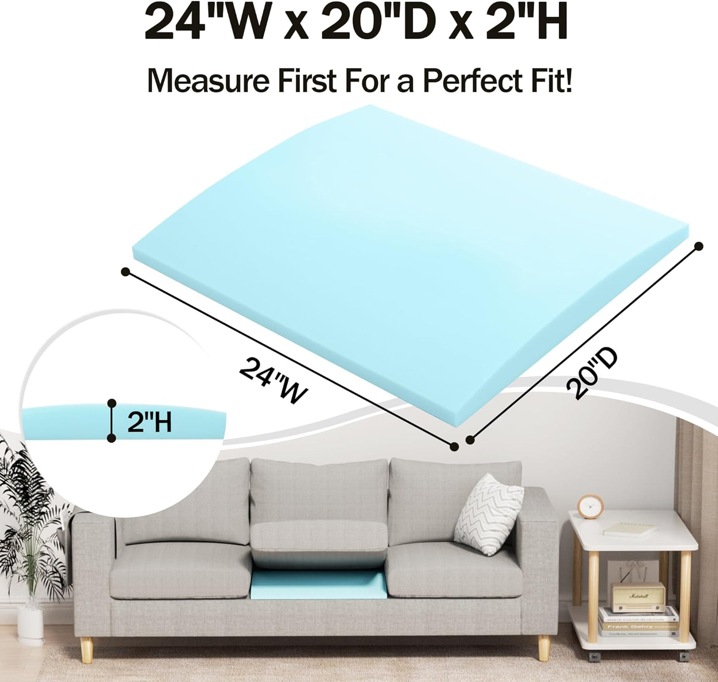 Tromlycs Couch Cushion Support for Sagging Cushions Sofa Seat Support Under Arched Foam Sag Repair 20x24 inch Blue, Set of 1