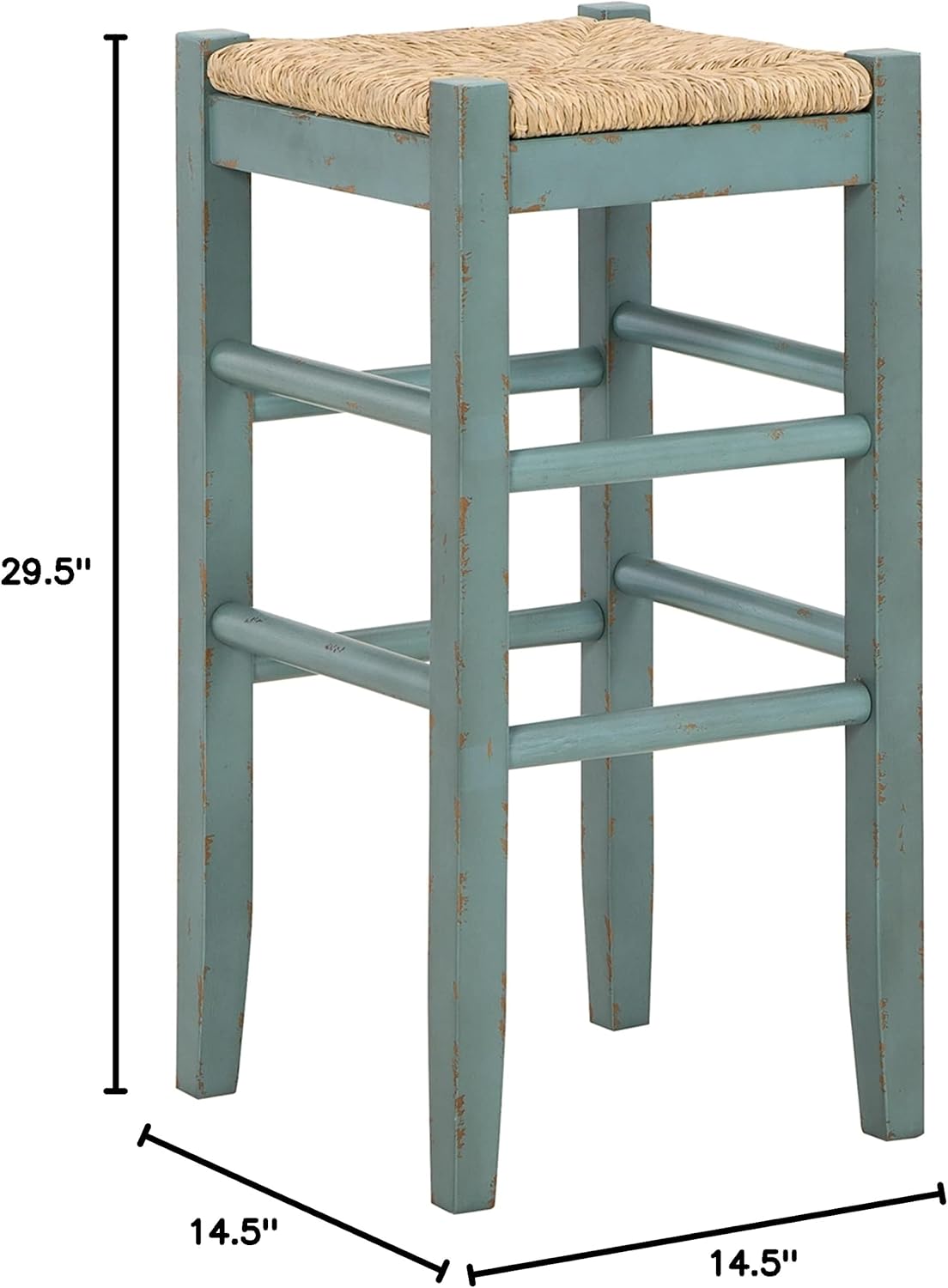 Signature Design by Ashley Mirimyn Farmhouse 29.5" Bar Height Bar Stool with Woven Wicker Seats, 2 Count, Green & Light Brown