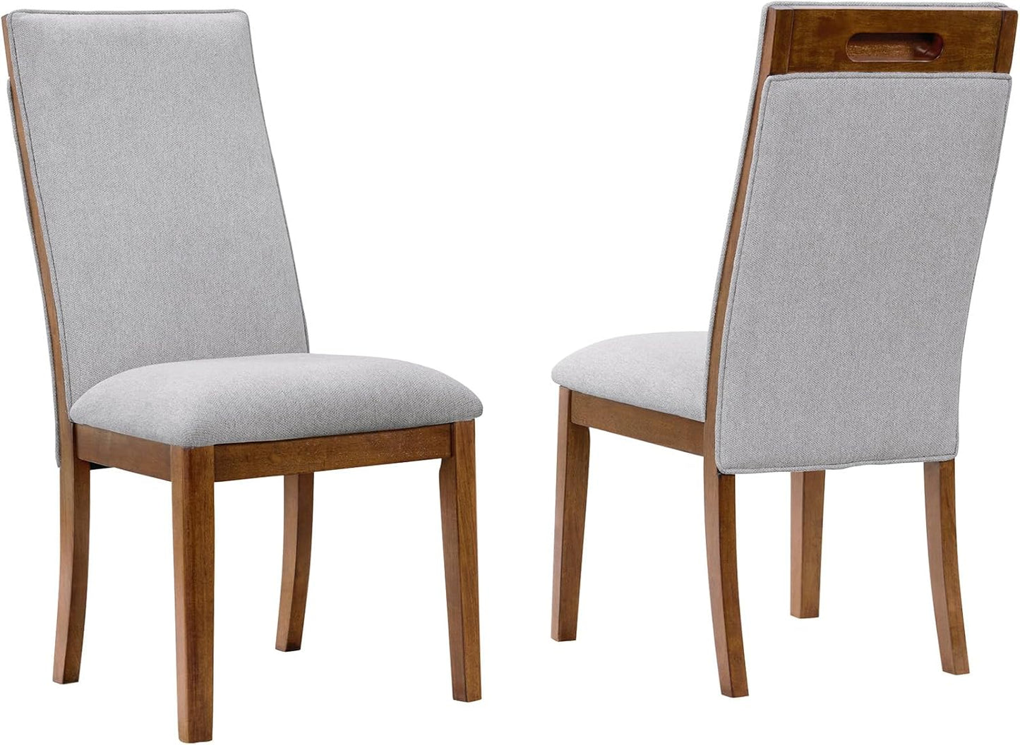 Signature Design by Ashley Lyncott Contemporary Upholstered Armless Dining Chair with Cutout Handle, Set of 2, Beige & Light Brown