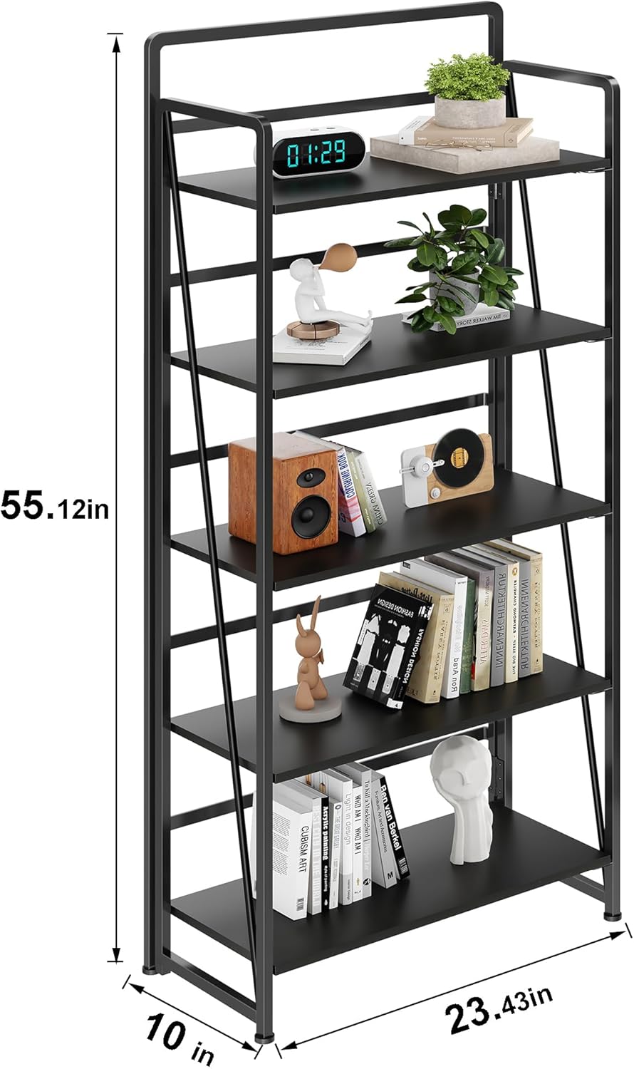 BHG No Assembly Folding Bookshelf for Living Room,Collapsible Book Shelf for Home Office, Portable Bookcase Storage Organizer Rack Shelves