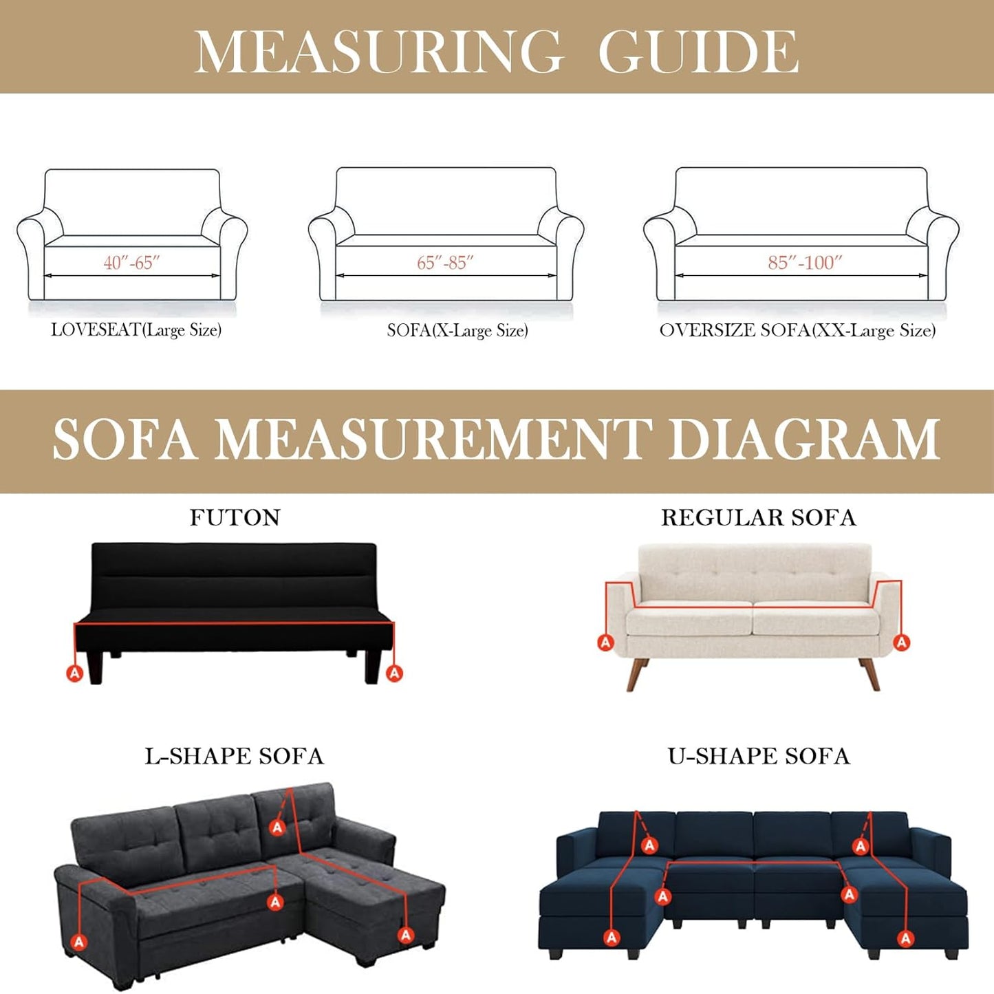 HANDONTIME Khaki Loveseat Covers Couch Cover for Dogs Cats Solid Sofa Covers for 3 Cushion Couch Machine Washable Couch Covers for Sectional Sofa L Shape Chenille Sofa Slipcover Soft, 71" X150"