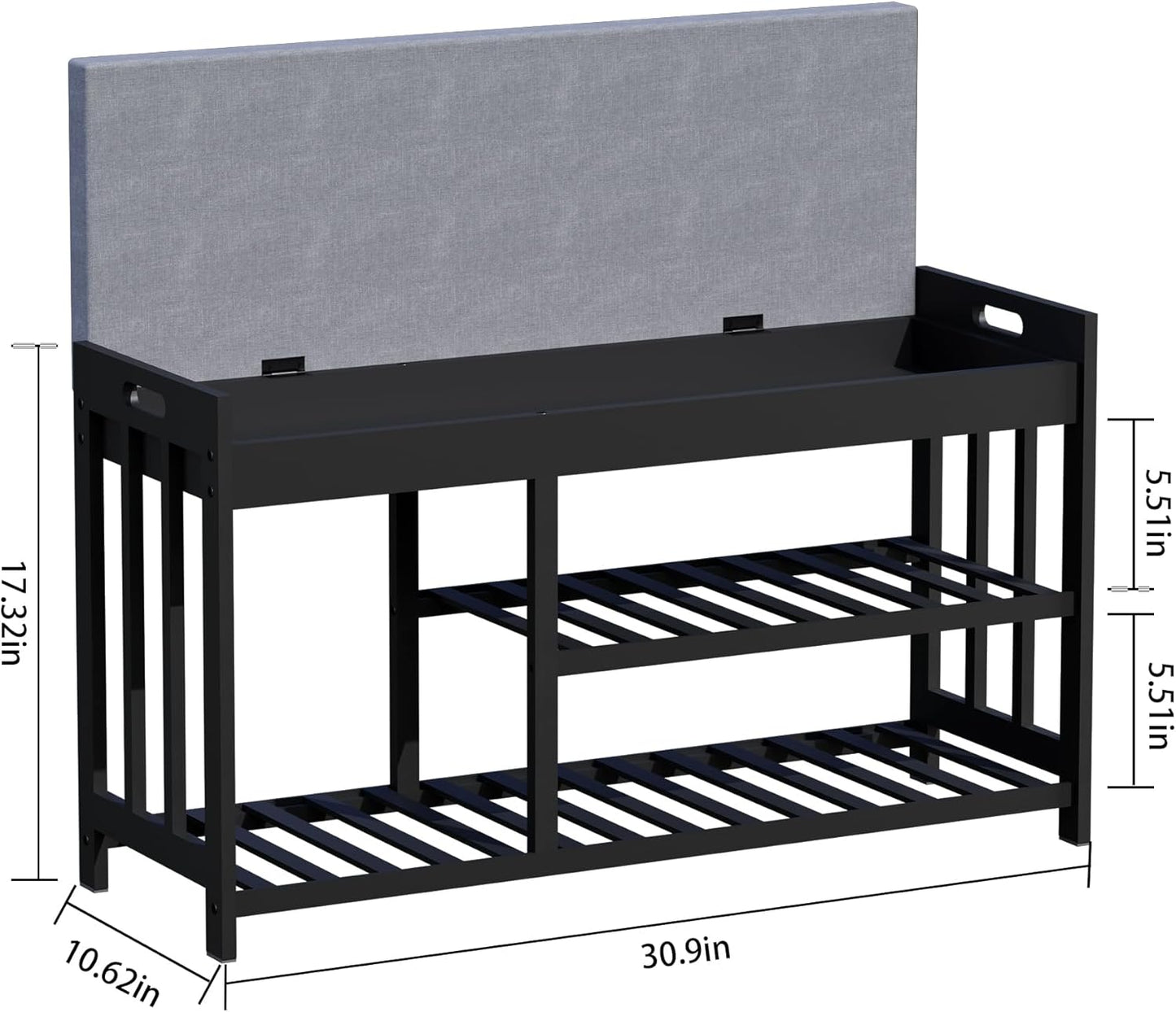 3-Tier Bamboo Shoe Rack Bench, Shoe Storage Organizer Bench, Entryway Benchs, Shoes Rack for Front Door Entrance, Entryway Bathroom Bedroom