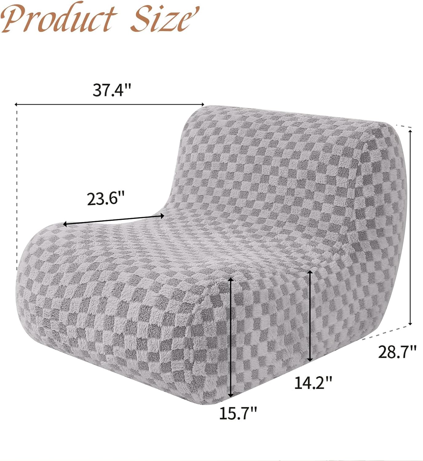 Bean Bag Chairs for Adults, Comfy Floor Sofa with Memory Foam, Giant Bean Bag Couch for Living Room Bedroom Dorm Office, Smoke Grey