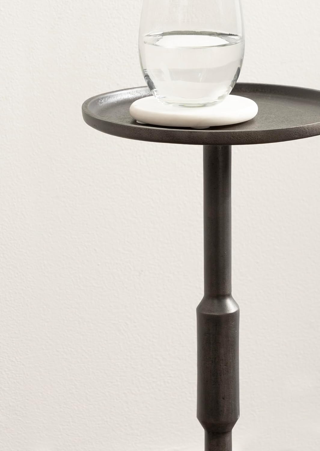 Kate and Laurel Truxton Modern Round Metal Drink Table, 9 x 9 x 22, Graphite, Industrial Cast Aluminum Pedestal Table for Use as Indoor Plant Stand or Living Room Decor