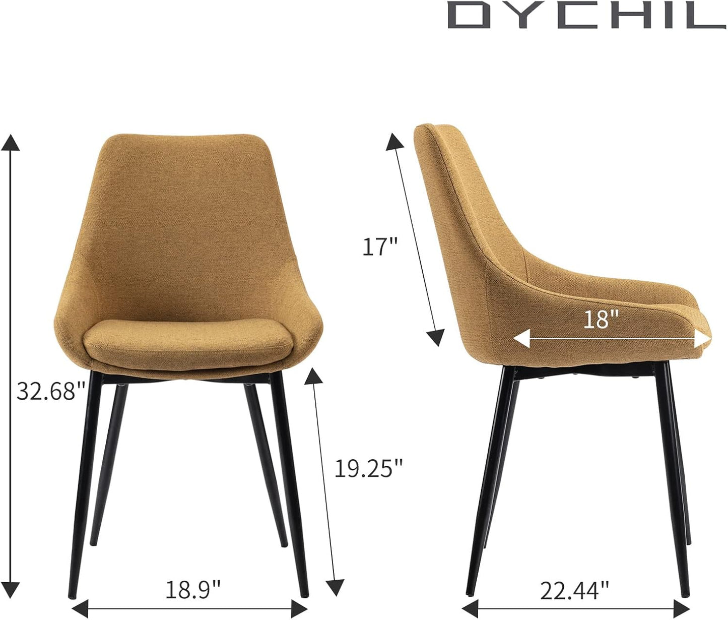 Dining Chairs Set of 2 Ergonomic Living Room Chairs Yellow Kitchen Chairs,Loads Up to 270lbs,Quick Assembly,Dining Room Chairs with Arms for Kitchen,Dining, Bedroom, Living Room