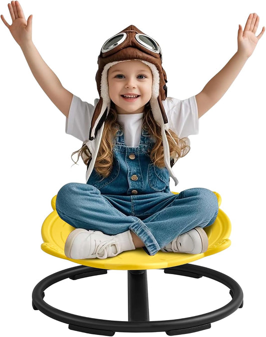 Swivel Chair for Kids, 360° Spinning Seat, Toddler Sit and Spin Wobble Chair, Sensory Balance Toys, Autism ADHD Chairs, Play Equipment Relief Motion Sickness for Boys Girls (Yellow)