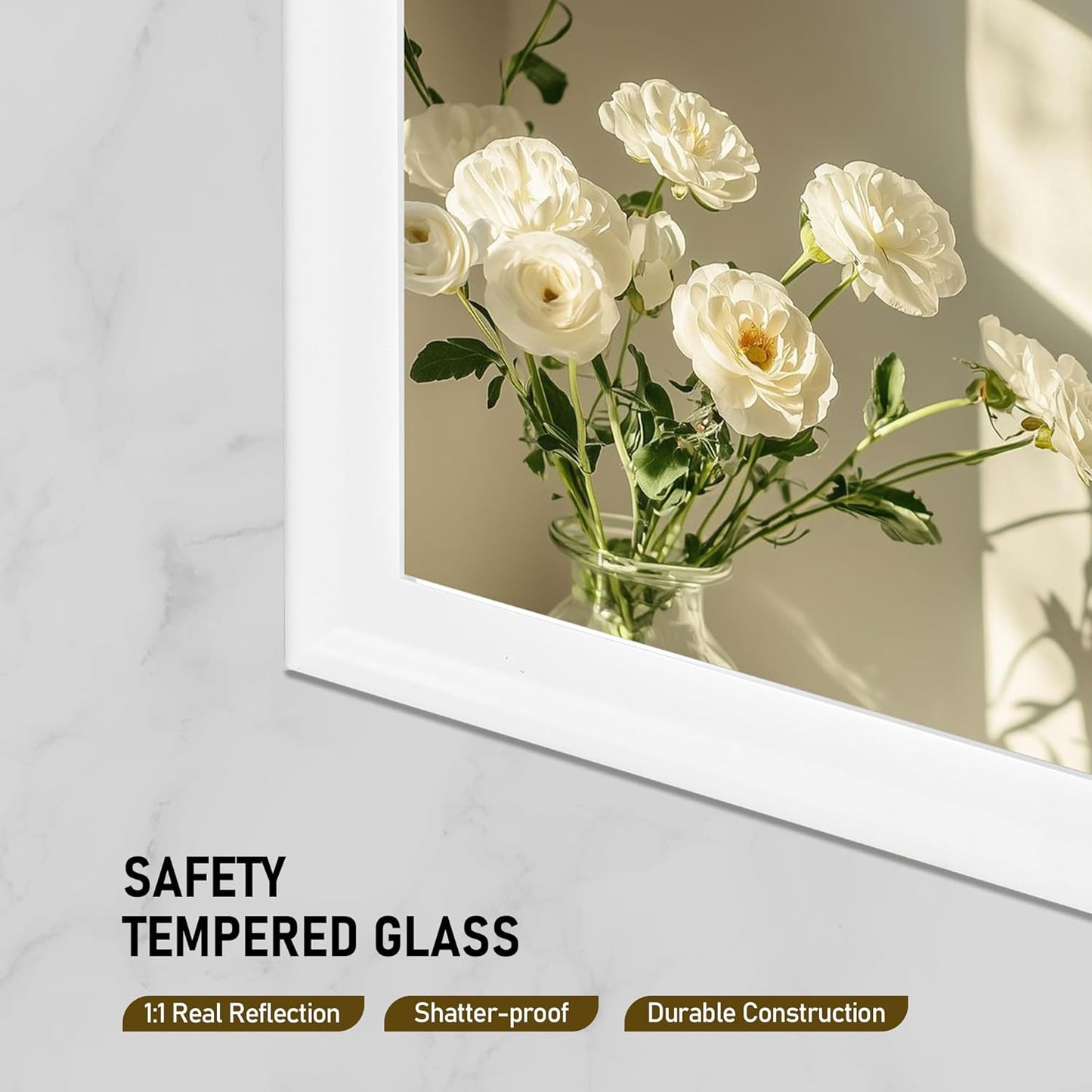 CULER Mirrors,Wood Vanity Wall Rustic Mirror with Wood Frame, Natural Wooden Tempered Glass Mirror for Bathroom Bedroom Living Room Or Entryway